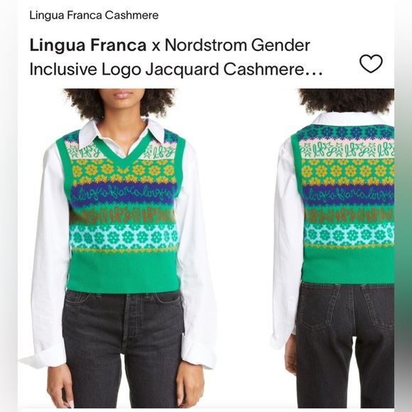 Lingua Franca Colorful Patterned 100% Cashmere Sweater Vest Brand New! No tags - Picture 5 of 7